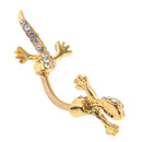 Stainless Steel Crystal Zircon Gecko Animal Dangle Navel Belly Button Ring