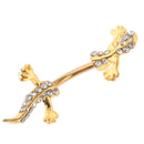 Stainless Steel Crystal Zircon Gecko Animal Dangle Navel Belly Button Ring