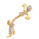 Stainless Steel Crystal Zircon Gecko Animal Dangle Navel Belly Button Ring