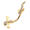 Stainless Steel Crystal Zircon Gecko Animal Dangle Navel Belly Button Ring