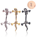 Stainless Steel Crystal Zircon Gecko Animal Dangle Navel Belly Button Ring