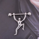 2 Pieces Stainless Steel Unique Weightlifting Barbell Navel Ring Bar Body Piercing 10mm(00 Gauge)