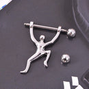 2 Pieces Stainless Steel Unique Weightlifting Barbell Navel Ring Bar Body Piercing 10mm(00 Gauge)