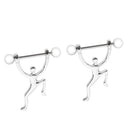 2 Pieces Stainless Steel Unique Weightlifting Barbell Navel Ring Bar Body Piercing 10mm(00 Gauge)