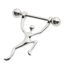 2 Pieces Stainless Steel Unique Weightlifting Barbell Navel Ring Bar Body Piercing 10mm(00 Gauge)