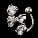 3pcs 14 Gauge Rhinestone Crystal Flower Belly Bar Button Ring Piercing Jewellery
