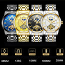 TEVISE Automatic Mechanical Watch For Men Tourbillion 24 Hour Moonphase Black 42mm Round Analog