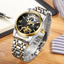 TEVISE Automatic Mechanical Watch For Men Tourbillion 24 Hour Moonphase Black 42mm Round Analog