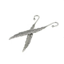 6 Pieces 3D Tibetan Silver Beading Feather Bookmarks With Loop For DIY Making