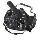 Windproof Dust-proof Bicycle Sport PU Leather Long Nose Half Face Zipper Mask with Rivet Decor Long Nose Funny Cool Mask