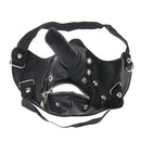 Windproof Dust-proof Bicycle Sport PU Leather Long Nose Half Face Zipper Mask with Rivet Decor Long Nose Funny Cool Mask