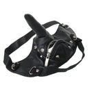 Windproof Dust-proof Bicycle Sport PU Leather Long Nose Half Face Zipper Mask with Rivet Decor Long Nose Funny Cool Mask