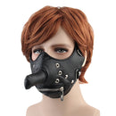 Windproof Dust-proof Bicycle Sport PU Leather Long Nose Half Face Zipper Mask with Rivet Decor Long Nose Funny Cool Mask