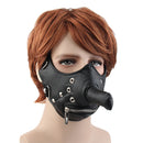 Windproof Dust-proof Bicycle Sport PU Leather Long Nose Half Face Zipper Mask with Rivet Decor Long Nose Funny Cool Mask