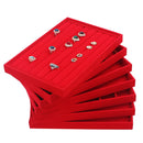 10 Slots Red Velvet Jewelry Rings Studs Display Tray Earring Storage Case