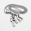 Mens Stainless Steel Two People Wrestling Athletic Fitness Pendant Chain Fitness Gym Charms Lucky Necklace