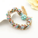 Vintage Bohemian Braided Rope Bracelet Chain Ethnic Tassel Charms Jewelry