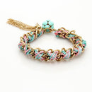 Vintage Bohemian Braided Rope Bracelet Chain Ethnic Tassel Charms Jewelry