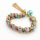 Vintage Bohemian Braided Rope Bracelet Chain Ethnic Tassel Charms Jewelry