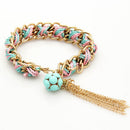 Vintage Bohemian Braided Rope Bracelet Chain Ethnic Tassel Charms Jewelry