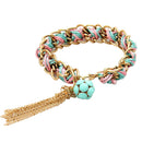 Vintage Bohemian Braided Rope Bracelet Chain Ethnic Tassel Charms Jewelry