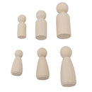 30pcs Wooden Peg Dolls Family People DIY Unpainted Children Kids Toys Craft