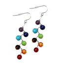 Handmade Natural 7Colors Yoga Gemstone Crystal Beads Dangle Charm Earrings