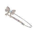 Shiny Rhinestones Bowknot Safety Pin Brooch Bow Pins Brooch Tie For Women Dress Crystals Elegant Collar Lapel Pin Jewelry