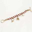 Women Star Flower Cards Bracelet Crystal Leather Rope Bangle Charms Jewelry