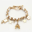 Women Star Flower Cards Bracelet Crystal Leather Rope Bangle Charms Jewelry