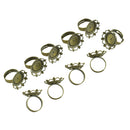 10Pcs Brass Blank Filigree Heart Flower Cabochon Base Ring DIY Findings