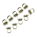 10Pcs Brass Blank Filigree Heart Flower Cabochon Base Ring DIY Findings