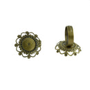 10Pcs Brass Blank Filigree Heart Flower Cabochon Base Ring DIY Findings