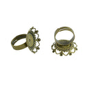 10Pcs Brass Blank Filigree Heart Flower Cabochon Base Ring DIY Findings
