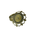 10Pcs Brass Blank Filigree Heart Flower Cabochon Base Ring DIY Findings