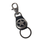 Women Mens Gift Retro Vintage Star Pattern PU Leather Keychain Keyring Black