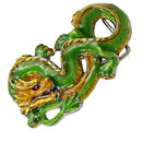 Mens Belt Buckle Green Painted Coiled Dragon Native American Rodeo Jewellery