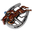 Antique Enamel Horseshoe Rider Belt Buckle Western Cowboy Motorcycle Biker
