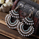 Bohemian Ethnic Lot Mini Crystal Decor Hollow Earrings Hook Piercing Style Jewelry
