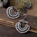 Bohemian Ethnic Lot Mini Crystal Decor Hollow Earrings Hook Piercing Style Jewelry