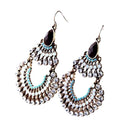 Bohemian Ethnic Lot Mini Crystal Decor Hollow Earrings Hook Piercing Style Jewelry