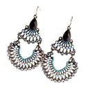 Bohemian Ethnic Lot Mini Crystal Decor Hollow Earrings Hook Piercing Style Jewelry
