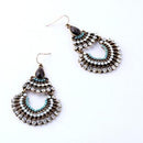 Bohemian Ethnic Lot Mini Crystal Decor Hollow Earrings Hook Piercing Style Jewelry