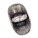 Vintage Bohemia Tibetan Ethnic Siver Turquoise Engraving Leaf Finger Ring