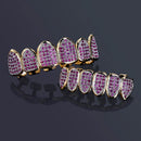 18K Gold Plated Hip Hop Iced out Grills for Your Teeth Top and Bottom Teeth Caps Grill Sets