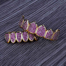 18K Gold Plated Hip Hop Iced out Grills for Your Teeth Top and Bottom Teeth Caps Grill Sets