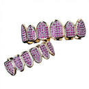 18K Gold Plated Hip Hop Iced out Grills for Your Teeth Top and Bottom Teeth Caps Grill Sets