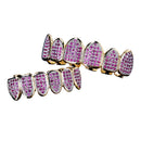 18K Gold Plated Hip Hop Iced out Grills for Your Teeth Top and Bottom Teeth Caps Grill Sets