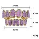 18K Gold Plated Hip Hop Iced out Grills for Your Teeth Top and Bottom Teeth Caps Grill Sets