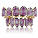 18K Gold Plated Hip Hop Iced out Grills for Your Teeth Top and Bottom Teeth Caps Grill Sets